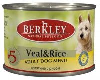 Консервы для собак Berkley №5: телятина с рисом 0,2 кг.